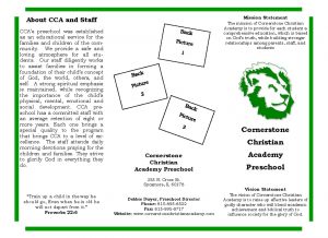 Cornerstone Christian Academy Preschool Brochure